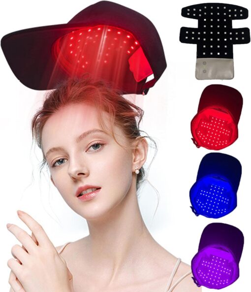 Chapeau casquette photothérapie luminothérapie LED lumière rouge et bleue pour la croissance des cheveux – Image 4