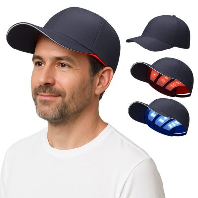 Casque casquette photothérapie luminothérapie LED lumière rouge et bleue pour la croissance des cheveux