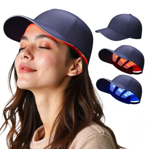 Chapeau casquette photothérapie luminothérapie LED lumière rouge et bleue pour la croissance des cheveux